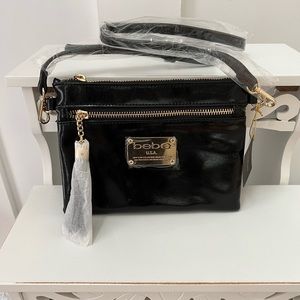 NWT Bebe Black Patent Crossbody bag purse
